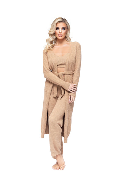 1 Piece Set. Women's Ultra Luxurious Soft and Cozy Long Robe - Brown - One Size
