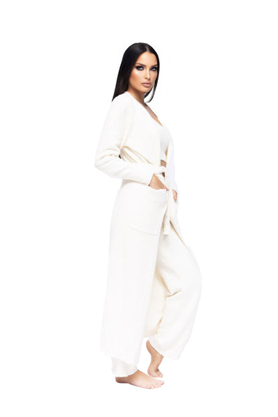 1 Piece Set. Women's Ultra Luxurious Soft and Cozy Long Robe - White - One Size