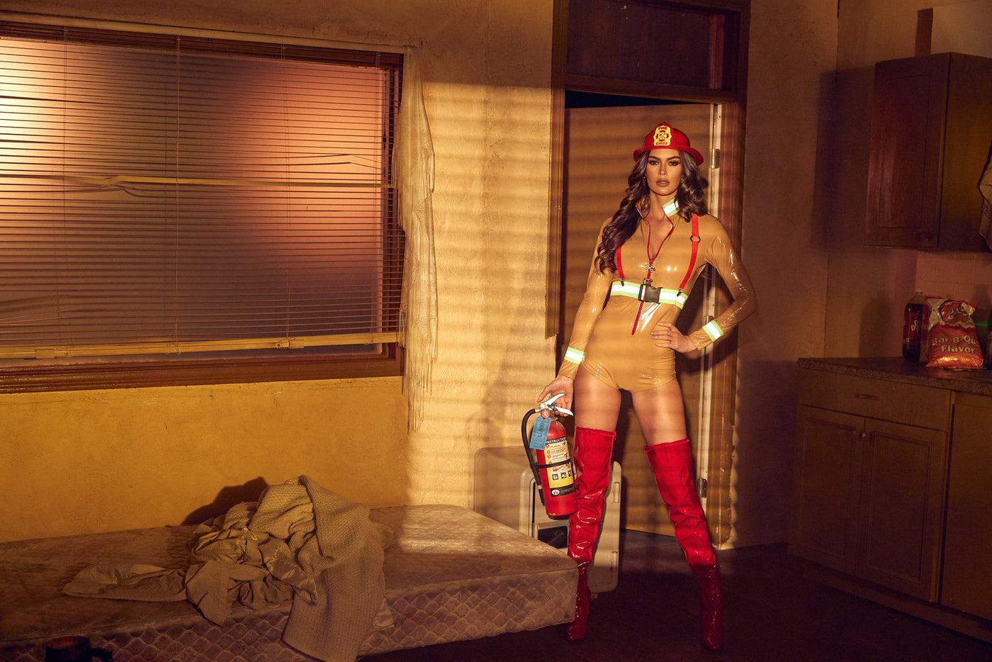 3pc. Firehouse Babe Firefighter Women's Halloween Costume - For Love of Lingerie