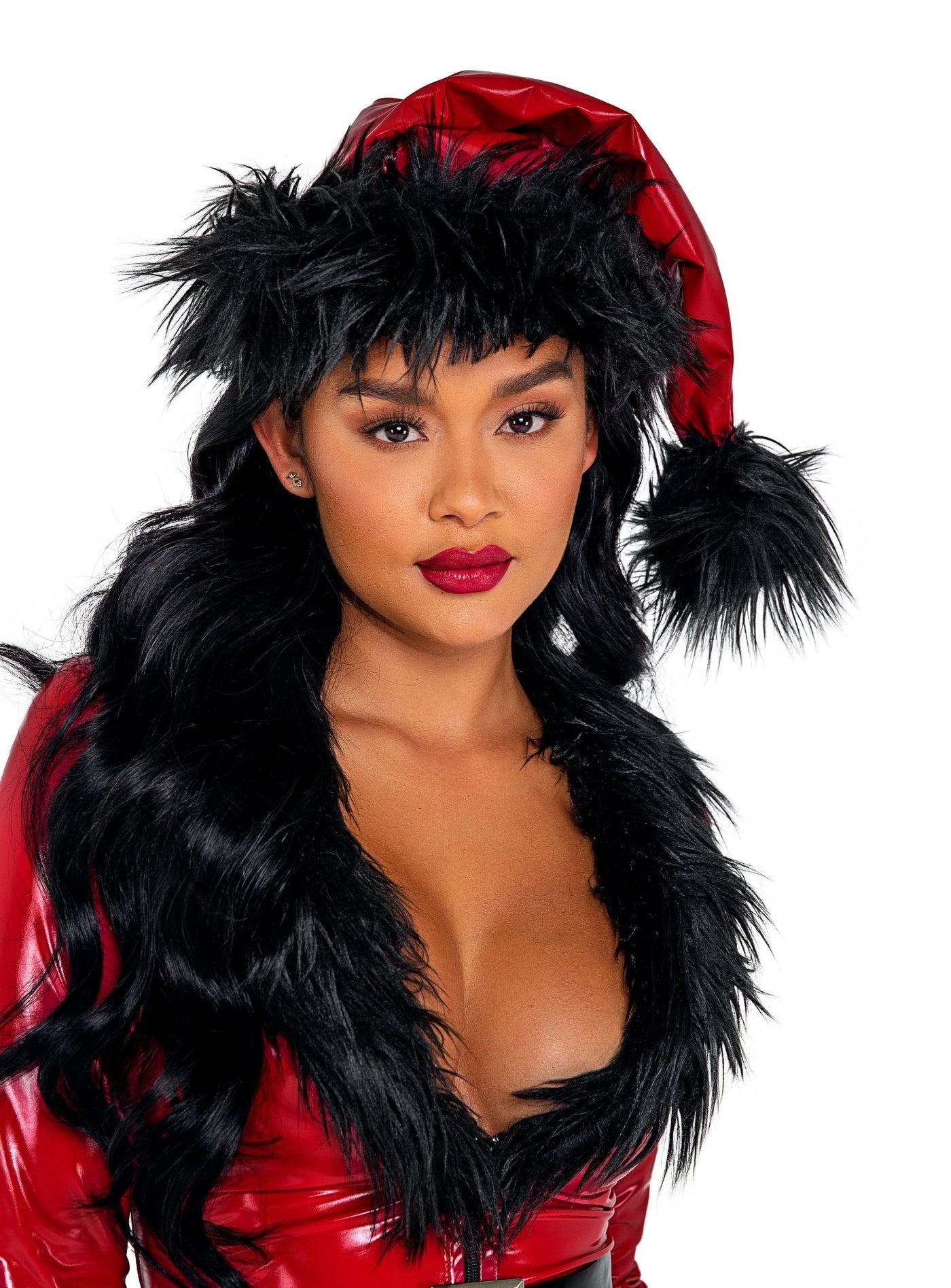1pc. Vinyl and Faux Fur Santa Hat Costume Accessories - For Love of Lingerie