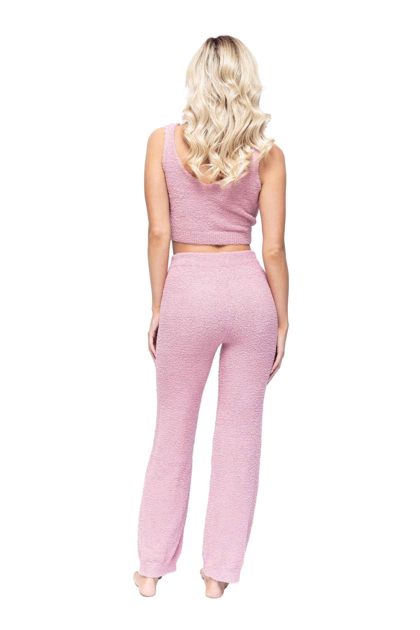2 Piece Set. For Love of Lingerie Women's Ultra Luxurious Soft and Cozy Matching Tank Top and Pants Loungewear Set - Pink - Small, Medium, Large. 