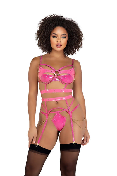 Thalie Ultra Sexy 3pc Bra, Panty, and Garter Belt Set - For Love of Lingerie