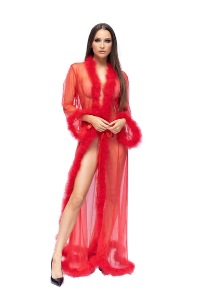 Glamorous Feather Robe Long - For Love of Lingerie