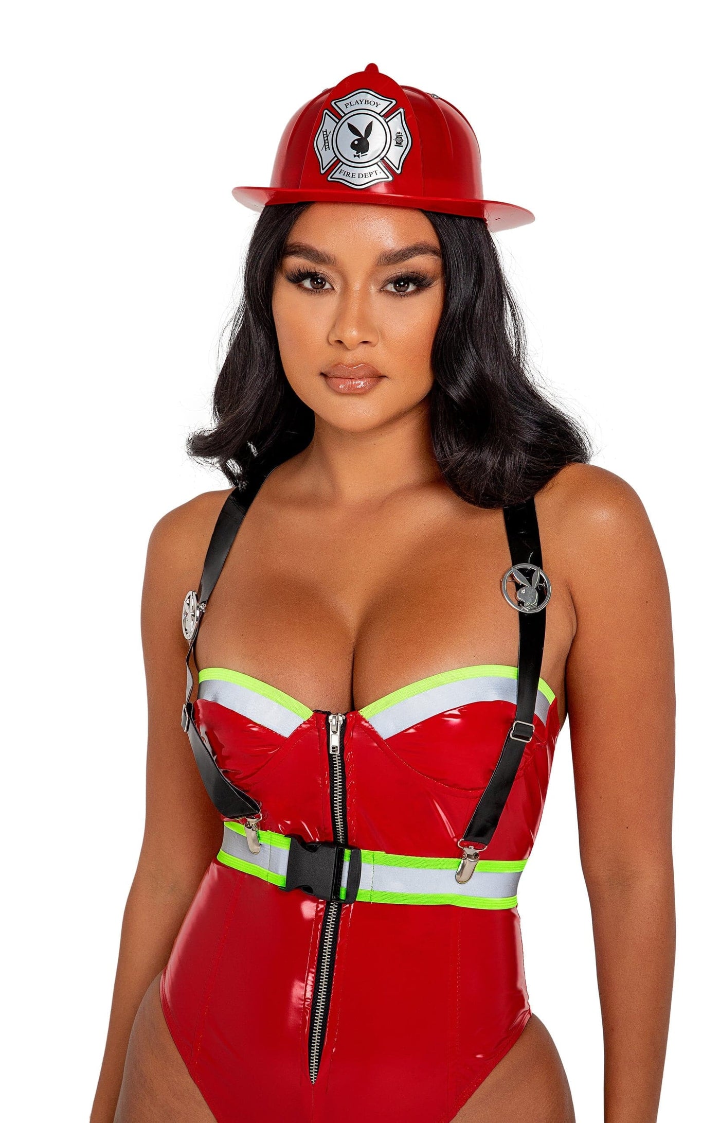 3pc. Official Playboy Bunny Smokin’ Hot Firegirl Firefighter Women's Costume - For Love of Lingerie