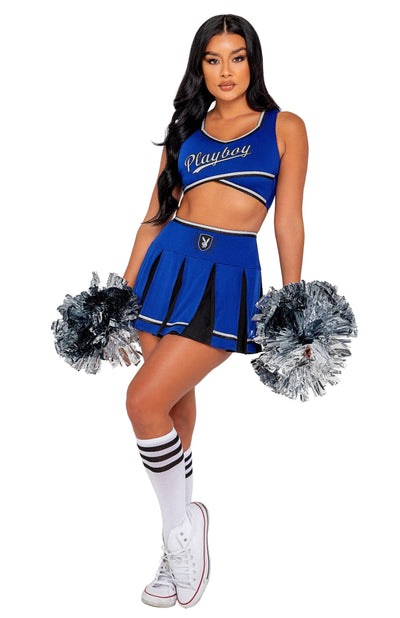 3pc. Official Playboy Bunny Cheer Squad Cheerleader Women's Costume - For Love of Lingerie